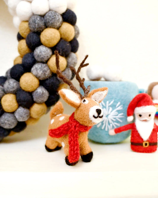 Felt Reindeer with Red Scarf