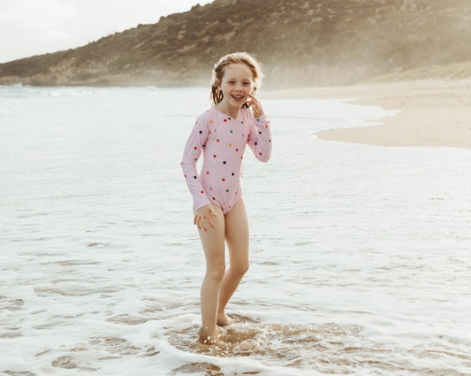 Violet Long Sleeve Swimmers - Pink Balloons