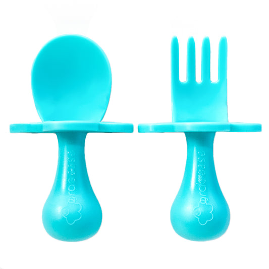Self-feeding Spoon and Fork Set - Teal