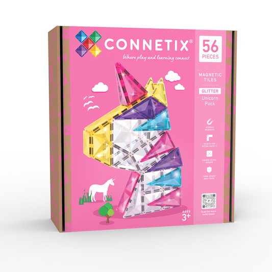 PRE ORDER- Connetix Magnetic Tiles - 56pc Glitter Pack - Unicorn - NEW!!!